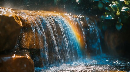 Cascading Water Over Rocky Ledge Amidst Natural Beauty