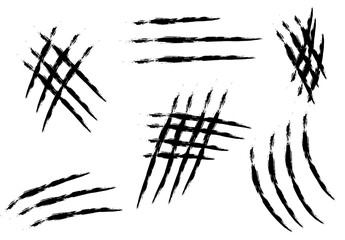 Obraz premium Claw marks collection set. Beast claw in hand drawing, monster claw vector