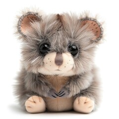 Obraz premium A single cute possum toy, soft toy front view isolated on white background