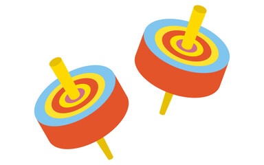 正月のおもちゃ「こま」、アイソメトリックアイコン