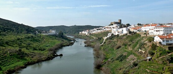 Panoramic view Mertola with Guardiana river 