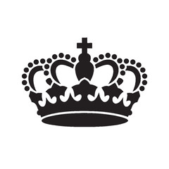 Royal symbol Crown silhouette Vector illustration isolated on white background.