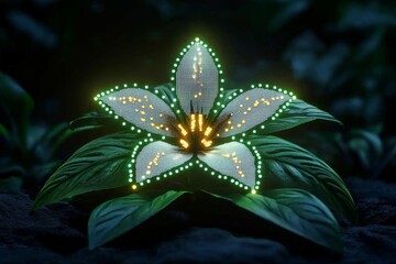 A pixelated Lamium Album (White Nettle) flower blooming in a digital garden, with animated petals swaying in the breeze