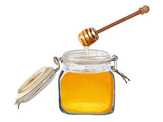 はちみつ（保存瓶開き）ラベルなし、ハニーディッパー付き