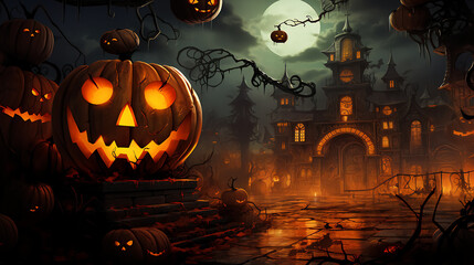 Fototapeta premium halloween background with pumpkins
