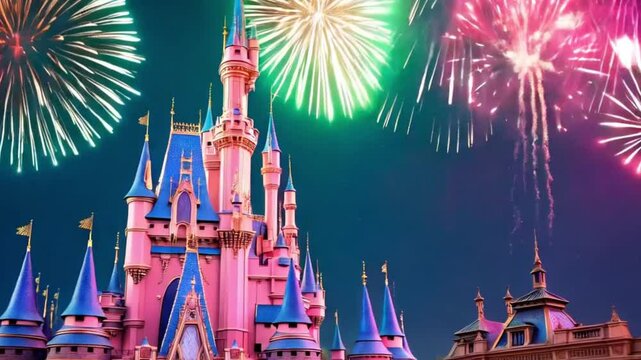 Enchanted Cinderella Castle with Fireworks