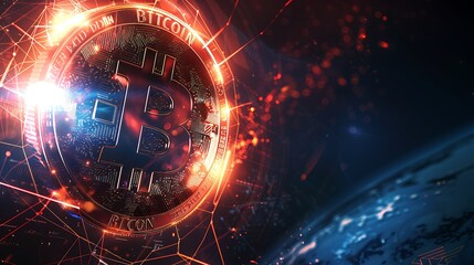 Obraz premium A digital representation of Bitcoin symbolizing cryptocurrency and technology.
