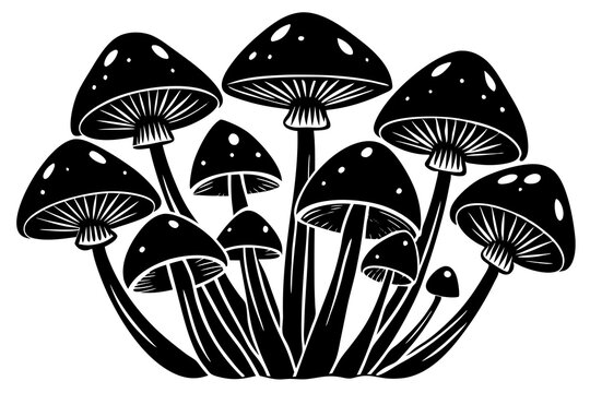 recommend clip art: mushrooms bunch silhouette vector illustration