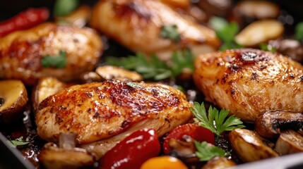 Roasted Chicken Breast with Mushrooms and Peppers