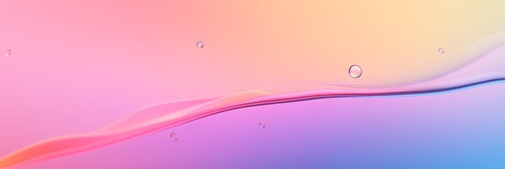 An image shows tiny, delicate bubbles hovering just above the water's surface, reflecting a spectrum of soft, colorful hues, creating a light and serene atmosphere.