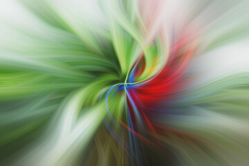 Abstract twisted light fibers effect with green blue and white colors