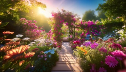 Obraz premium Wildflowers sway gently in the warm breeze. 