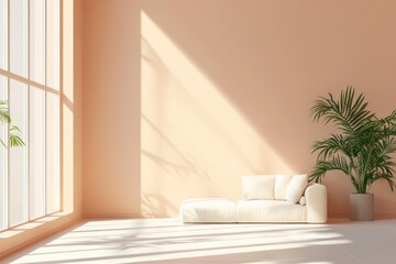 Peach walls in a minimalist setting, reflecting the 2025 color of the year.