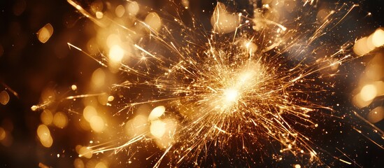 Golden hues in fireworks designed for a transparent overlay.