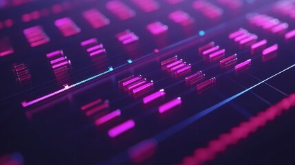 Abstract Futuristic Interface with Pink Glowing Lines and Bars