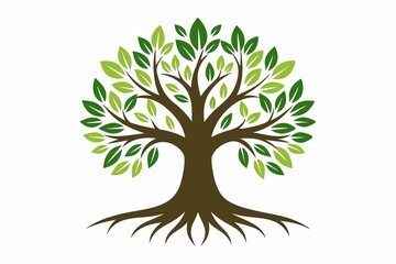 Naklejka premium A tree with leaves and roots vector illustration 