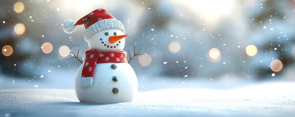 Fototapeta premium Transparent white backdrop with a snowman designed for festive seasonal greetings.