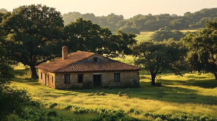 Rustic Winery Nestled Among Sparse Trees