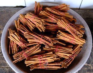 Indonesia Manado - Minahasa Regency - Traditional Market Tomohon - Bundled cinnamon sticks