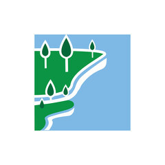 lake logo nature design template abstract illustration vector