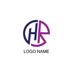 HR logo template circle line design color illustration vector