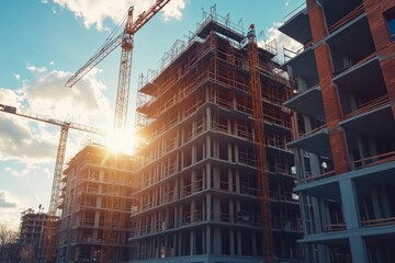Construction Site Building Under Construction Modern Architecture Crane
