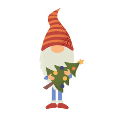 Christmas gnome with tree icon clipart avatar logotype isolated illustration