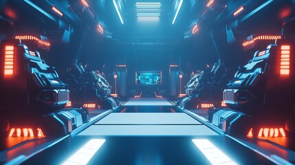 A futuristic robotic gaming arena hosting virtual reality tournaments with AI opponents, Gaming Arena style, photo of