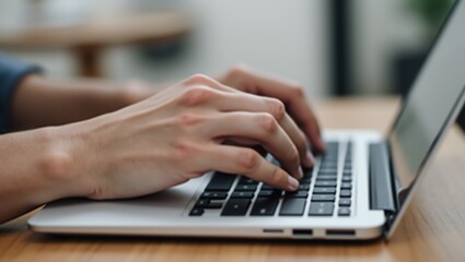 Person typing on a laptop keyboard.