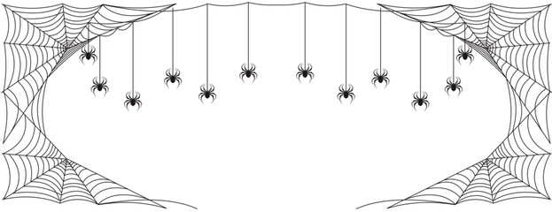 illustration of a spider web halloween frame, spider web vector eps	