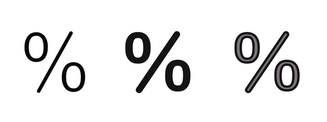 Percentage icon in outline, silhouette amd editable colors. All icons are in fully editable unexpanded vector form, percentage icons