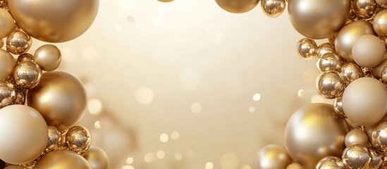 Promotional gold-toned balloon frame on luxurious setting.