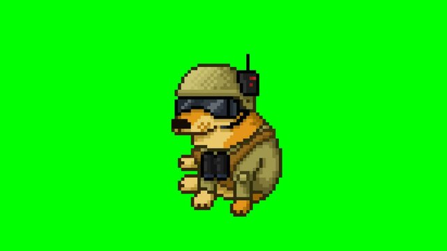 Dog soldier, pixel art meme animation 