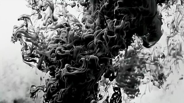 black ink  being poured onto  a white surface