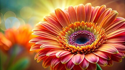 A vibrant orange daisy with a soft-focus background, showcasing the intricate detail of the flower's petals, highlighting the delicate textures and the natural beauty of the bloom.