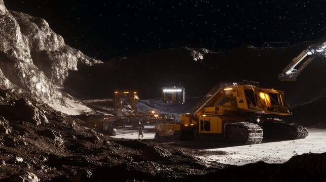 A futuristic robotic mining operation on an asteroid, autonomous drones extracting valuable minerals, Asteroid Mining style