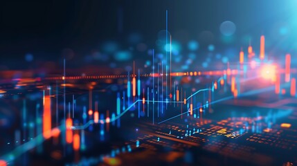 Obraz premium A digital representation of financial data with graphs and charts illustrating market trends and analysis.