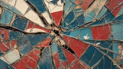 A powerful visual of a cracked mirror showcasing different political symbols, evoking discussions on division and political identity.