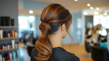 Elegant Hairstyle in a Modern Salon Setting