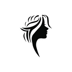 woman silhouette,vector,logo,elegant hairstyle,on white background