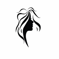 on white background.Silhouette of graceful and beautiful woman's face in profile. Isolated vector illustration of woman's face.