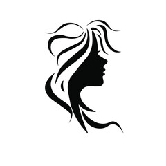 Silhouette of woman face. Isolated vector illustration of woman face. on white background