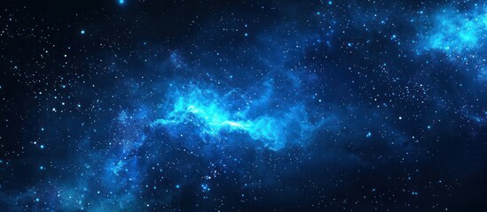 Obraz premium Night sky filled with blue fireworks for New Year.