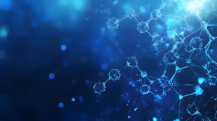 Abstract futuristic - Molecules technology with polygonal shapes on dark blue background. Illustration design digital technology concept. 