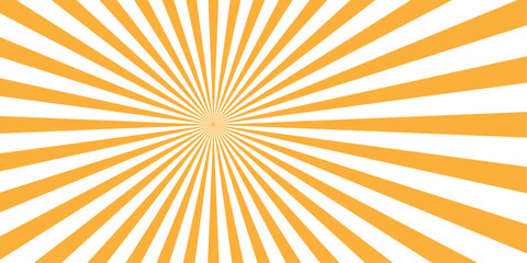Vector abstract orange sun rays and sunburst backdrop background. abstract beam flare banner, cartoon, template geometric creative design.