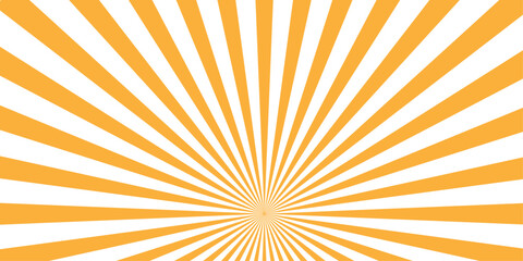 Seamless retro orange sunrise stripe sunburst texture design. Vector orange sun rays and sunburst backdrop background. 