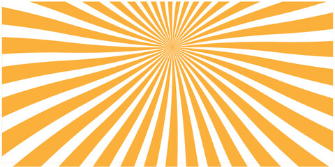 Vector abstract orange sun rays and sunburst backdrop background. abstract beam flare banner, cartoon, template geometric creative design.