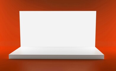 Meeting event scene, party scene design. Empty stage design for mockup and corporate identity, display. Platform elements in hall. Conference Stage Designs.	