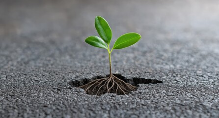 Resilient seedling growing through concrete