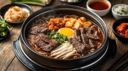 Delicious Naengmyeon Soup in a Traditional Bowl